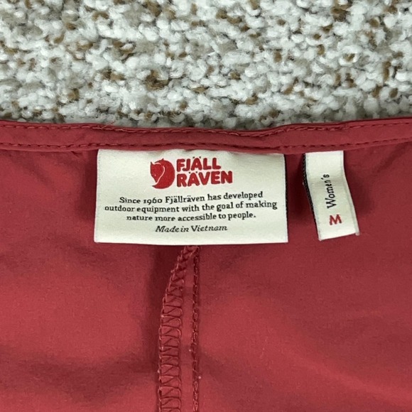Fjallraven Dress Womens Medium Red Short Sleeve Ovik Lite Outdoor Hiking Travel - Picture 3 of 12